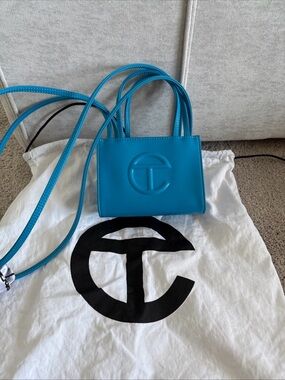 Telfar Blue Small Shopping Bag - Cyan Blue Telfar Mini Tote